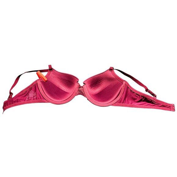 Maidenform Women's Lace Trim Push-Up Bra Size 40C Burgundy Nylon/Spandex Adjusta - Picture 5 of 11